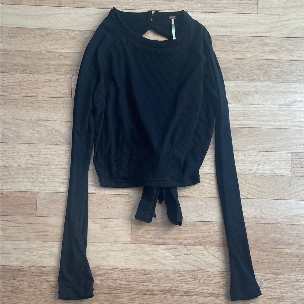 Free people size XS Black Long Sleeve Tie-Back Top - Picture 5 of 12